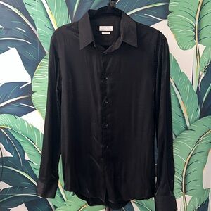 Zara shimmery black button down shirt